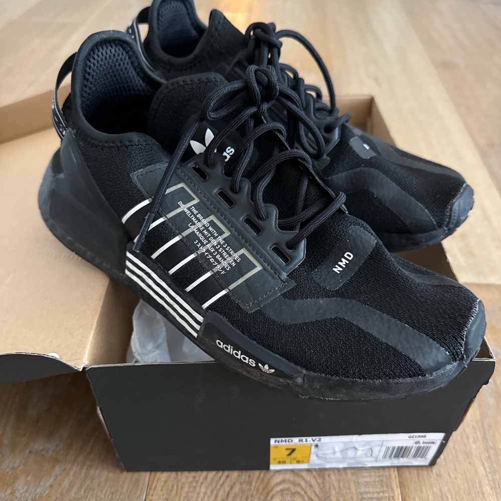 Adidas Men's Black and White NMD Sneakers